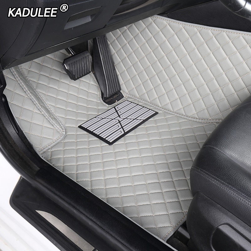 Custom car floor mats for hyundai santa fe getz tucson ix25 ix35 creta elantra kona i30 leather all models car mats accessories